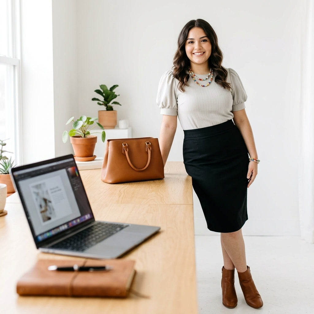 Pencil Skirt — Lifestyle - Workspace | Generated by Modelize
