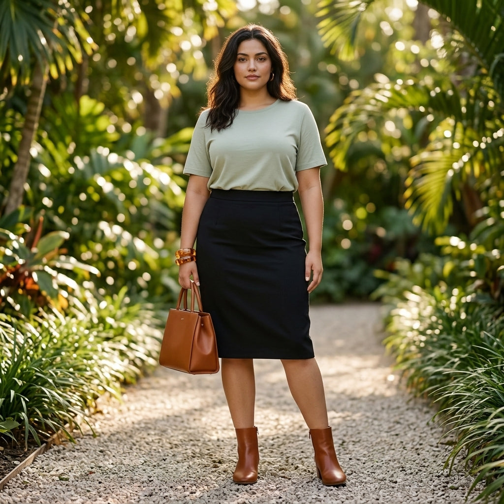 Pencil skirt — On Model - Botanical Editorial | Generated by Modelize