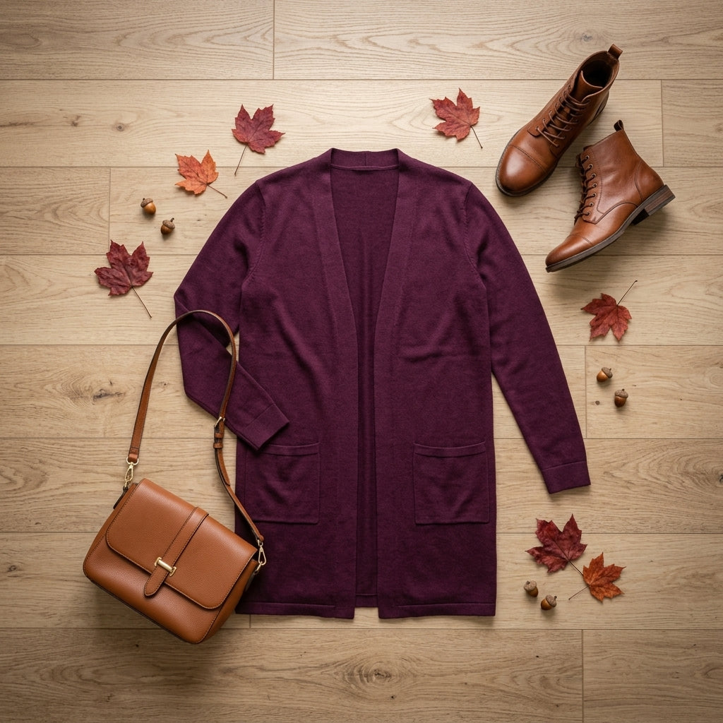 Open front cardigan — Seasonal Flat Lay | Generated by Modelize