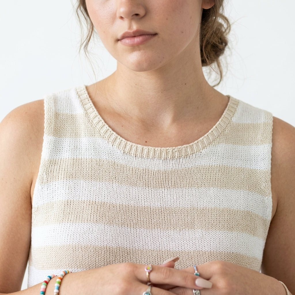 Sleeveless Knit Top — Knit Texture Macro | Generated by Modelize