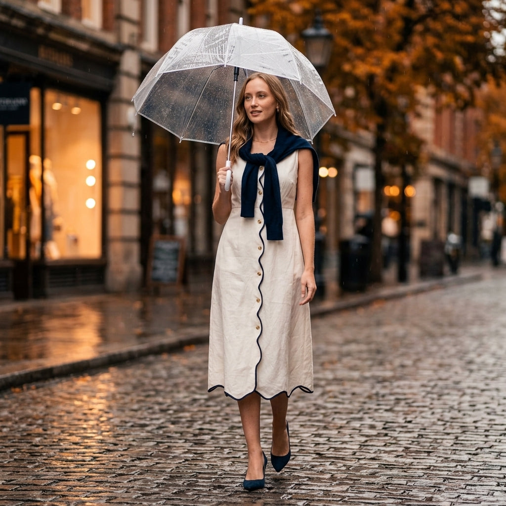 Midi Dress — Rainy City Perspective | Generated by Modelize