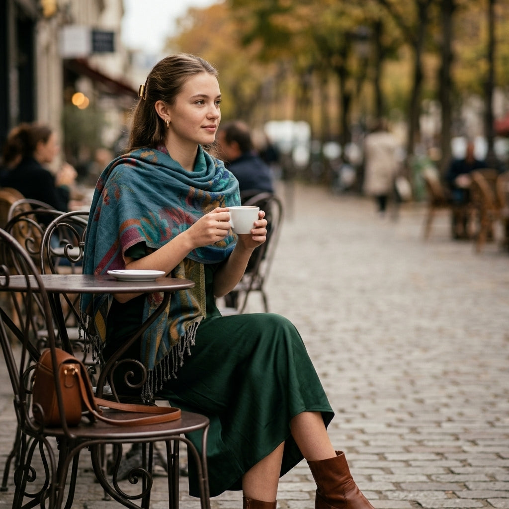Reversible shawl scarf — Lifestyle - Beverage Cafe | Generated by Modelize