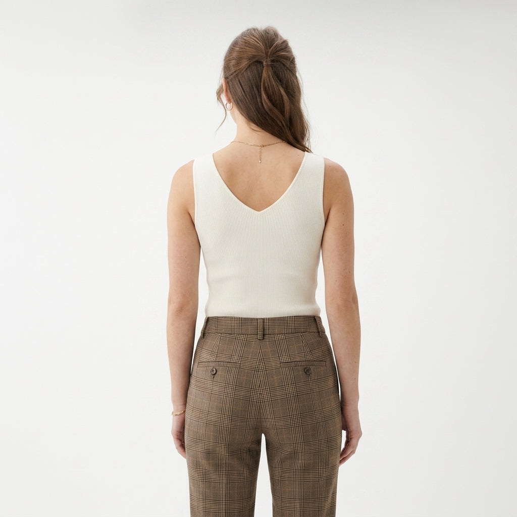 Sleeveless Knit Top — Ghost Mannequin Back View | Generated by Modelize
