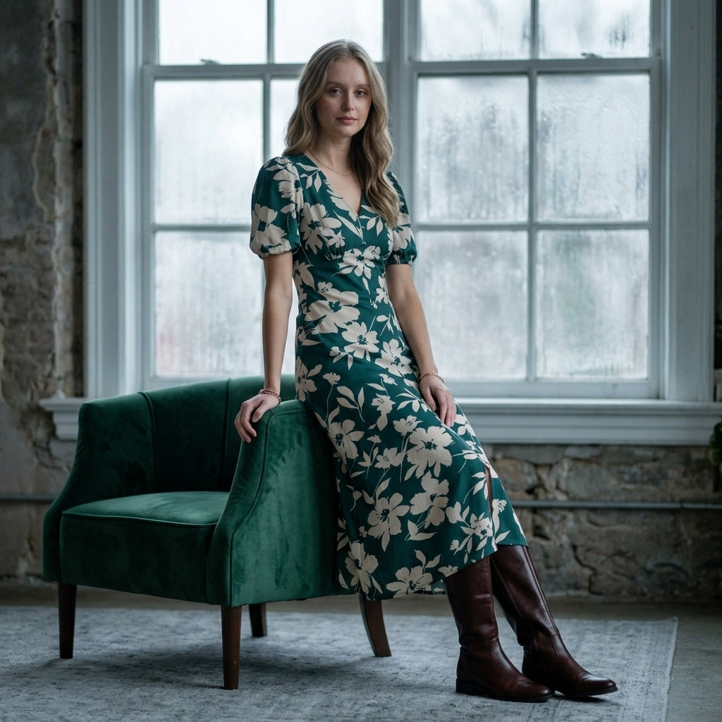 Midi dress — Winter Window Scene | Generated by Modelize
