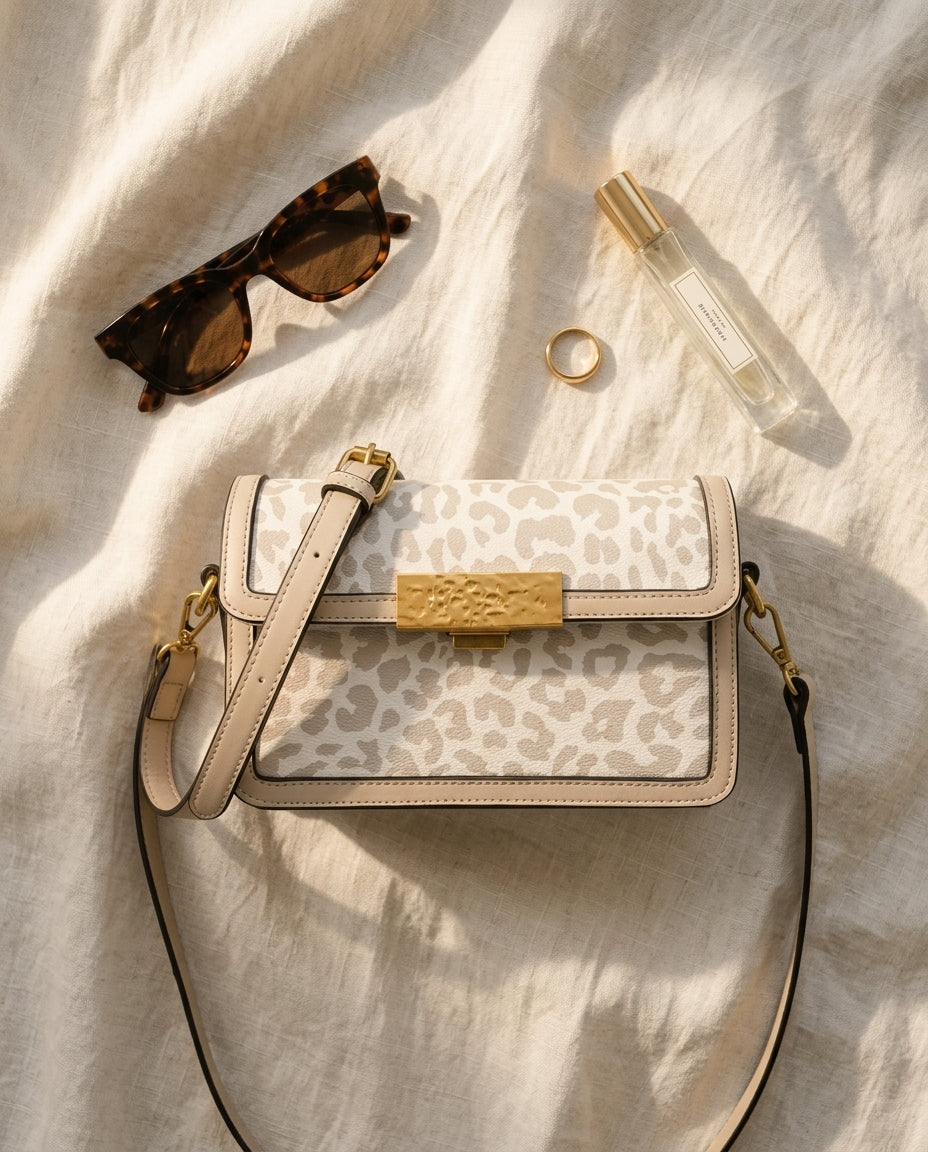 Crossbody Bag — Summer Essentials Flat Lay | Generated by Modelize