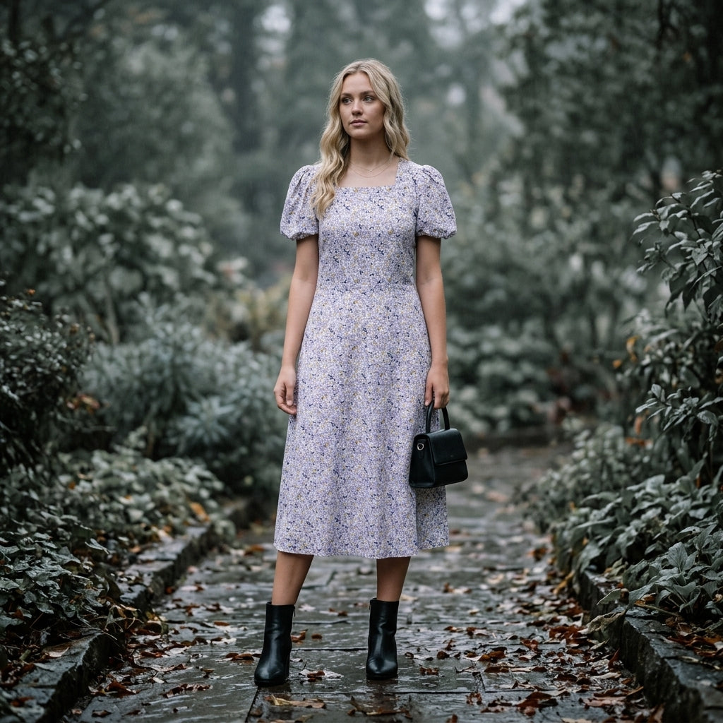 Fit-and-flare dress — On Model - Botanical Editorial | Generated by Modelize
