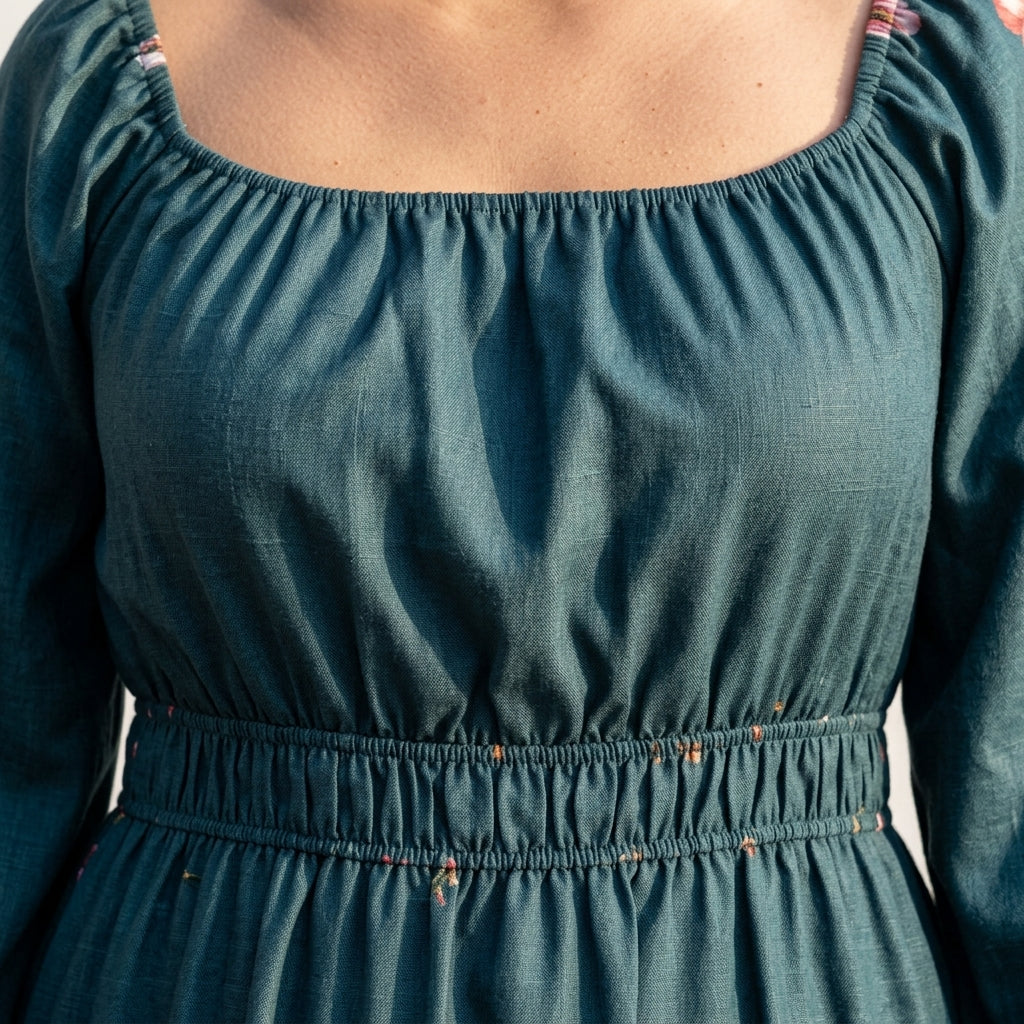 Full-length maxi dress — Smocked Waist Detail | Generated by Modelize