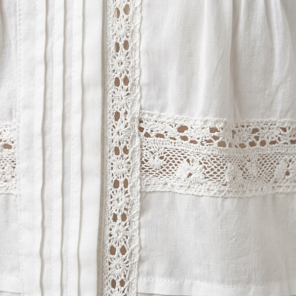 Sleeveless Blouse — Pleat and Lace Detail | Generated by Modelize