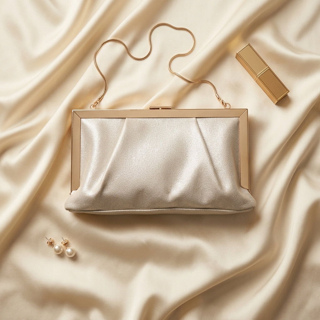 Evening Clutch — Essentials Flat Lay | Generated by Modelize