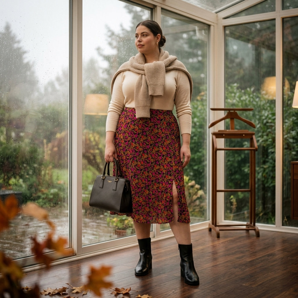 Midi Skirt — Rainy Fall Lifestyle | Generated by Modelize