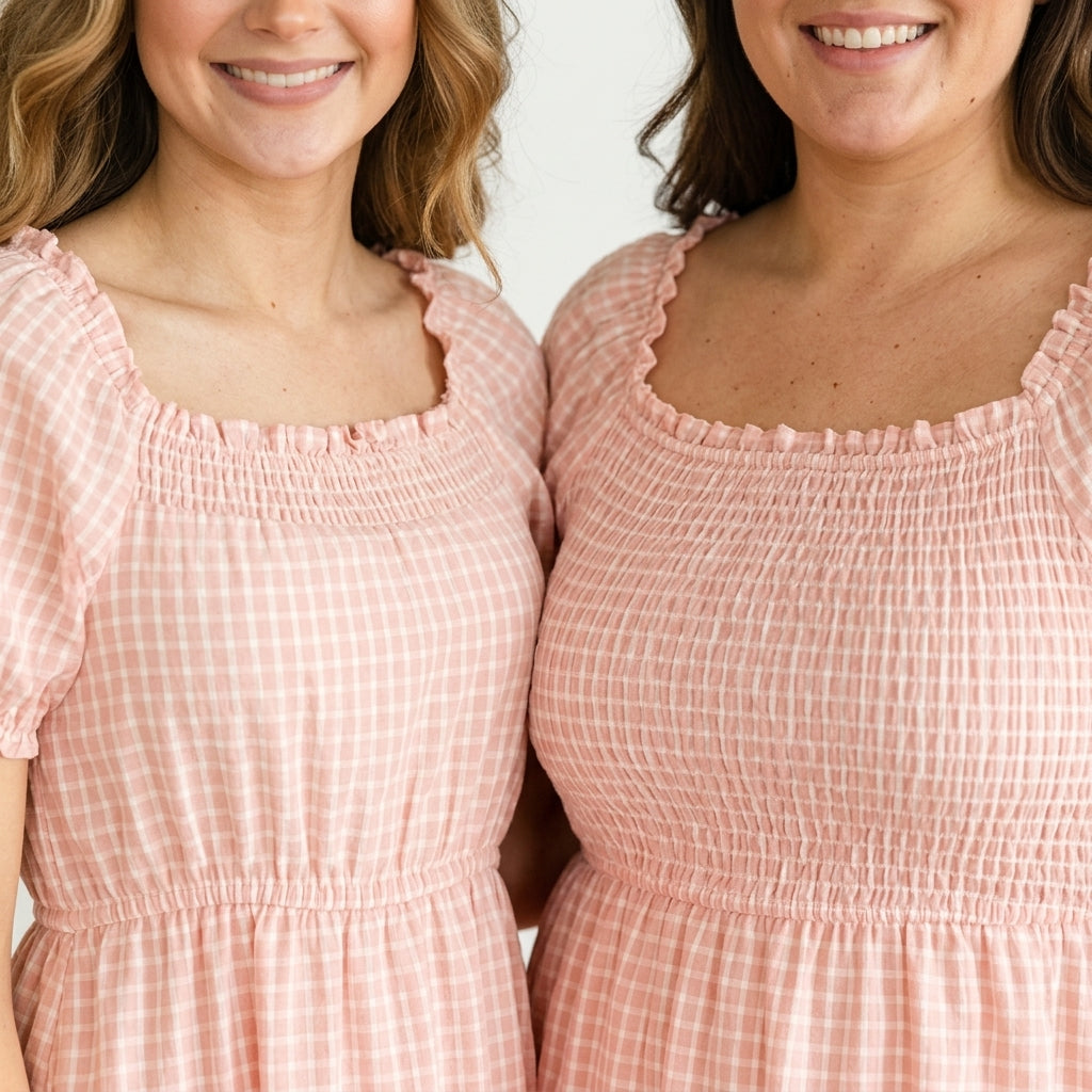 Maxi Dress — Smocking Detail Macro | Generated by Modelize