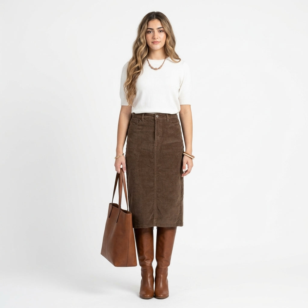 Midi Skirt — On Model - Neutral | Generated by Modelize