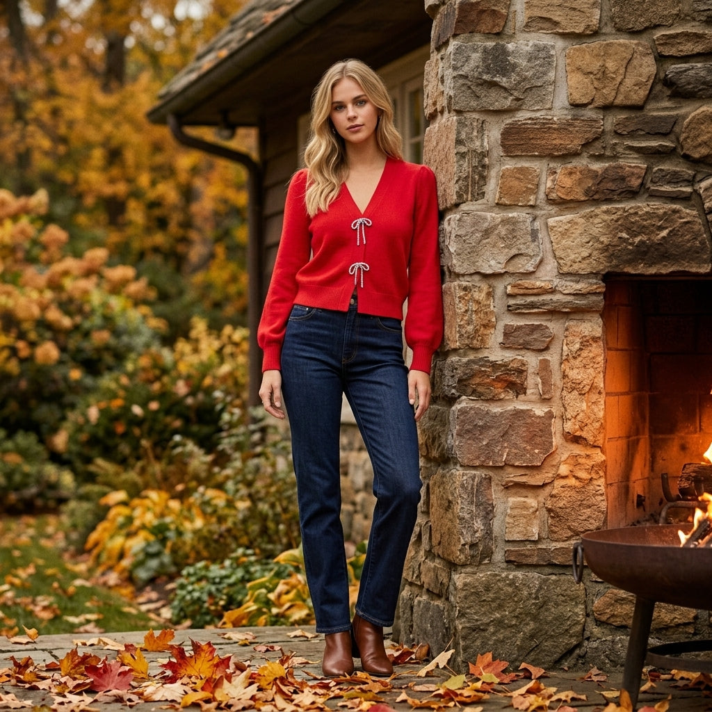 Knit Cardigan — On Model - Outdoor | Generated by Modelize