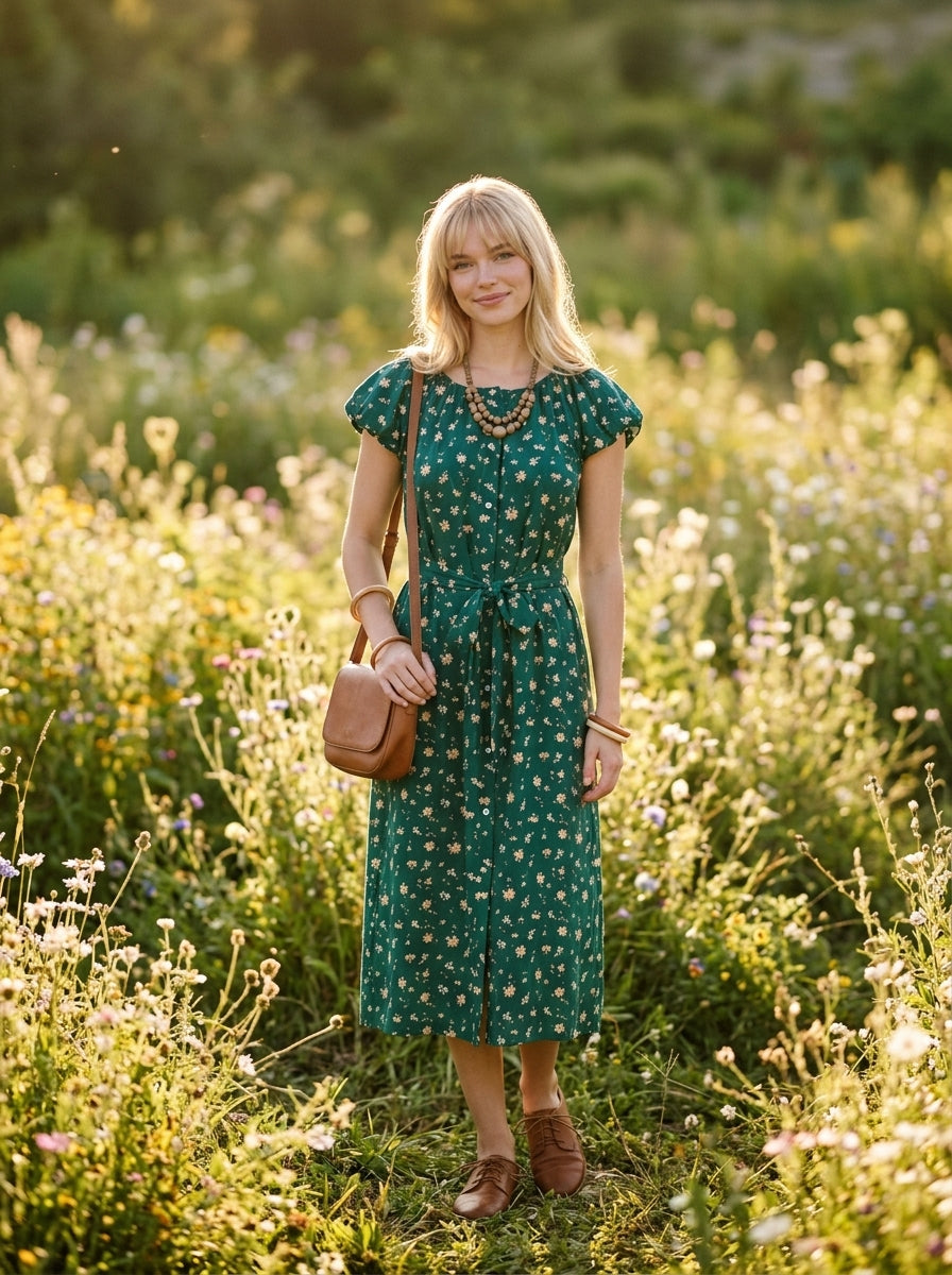 Midi dress — On Model - Outdoor | Generated by Modelize