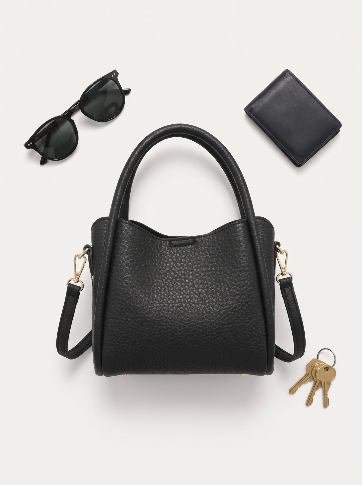 Satchel Handbag — Everyday Essentials Flat Lay | Generated by Modelize