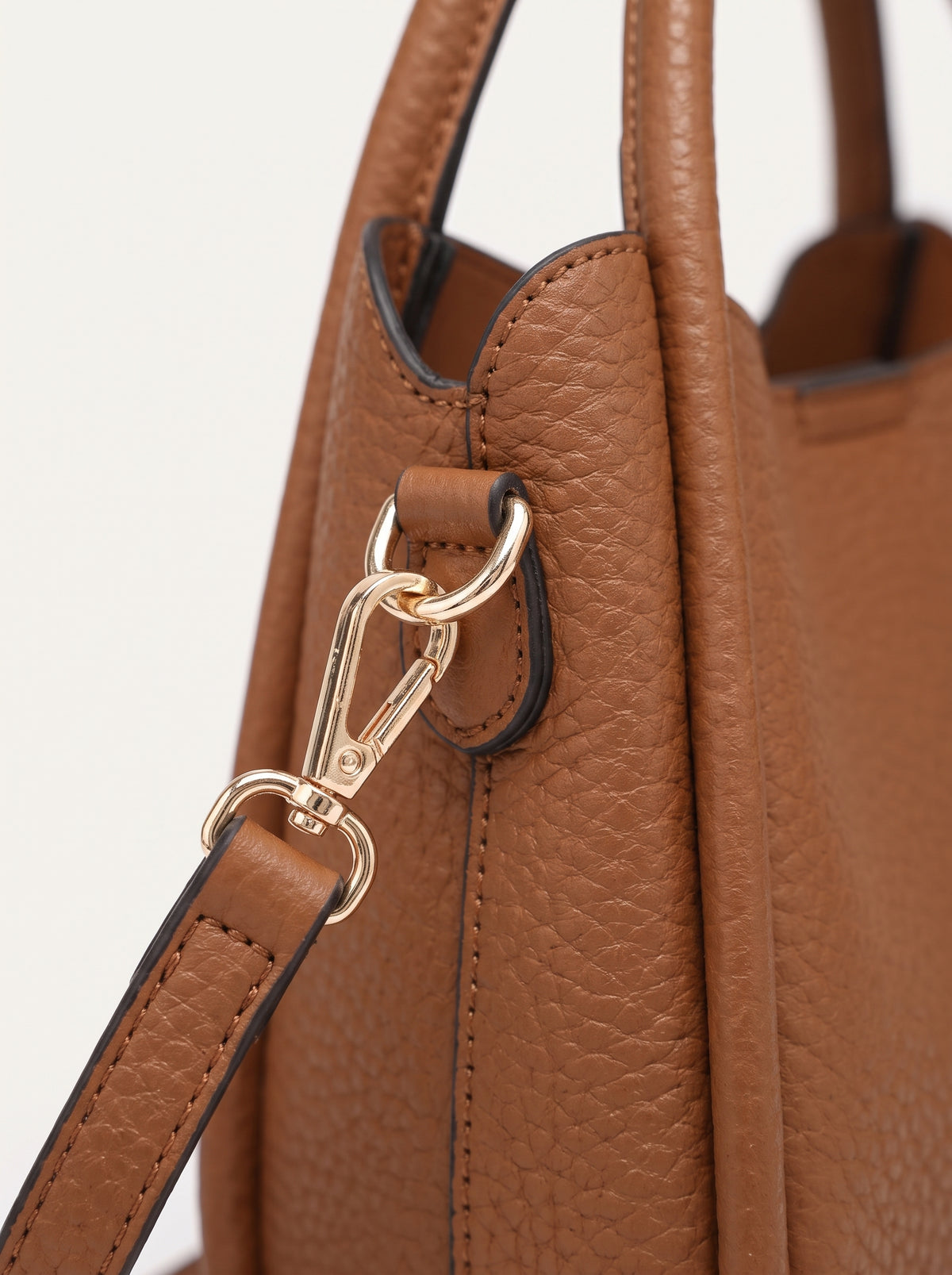 Satchel / Handbag — Pebbled Leather & Hardware Macro | Generated by Modelize