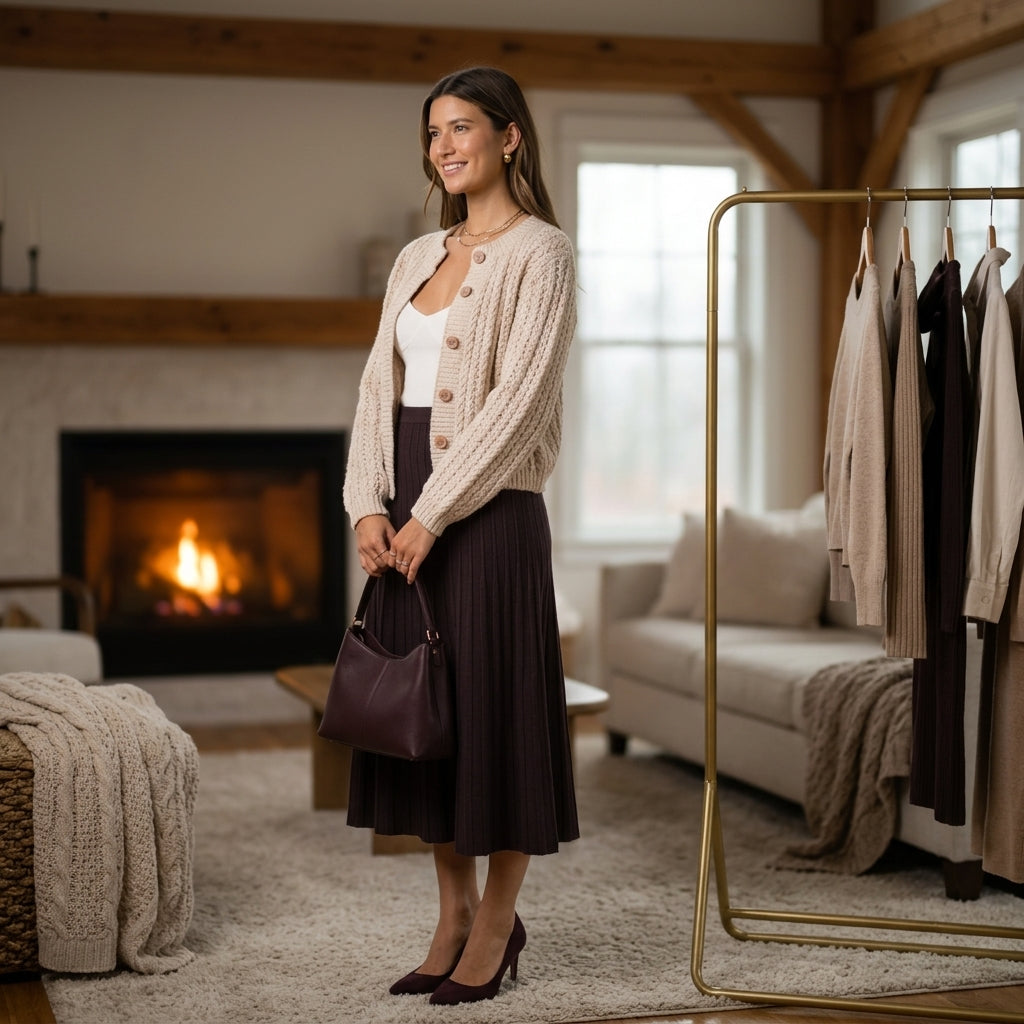 Sweater Rib Maxi Skirt — Winter Interior Lifestyle | Generated by Modelize