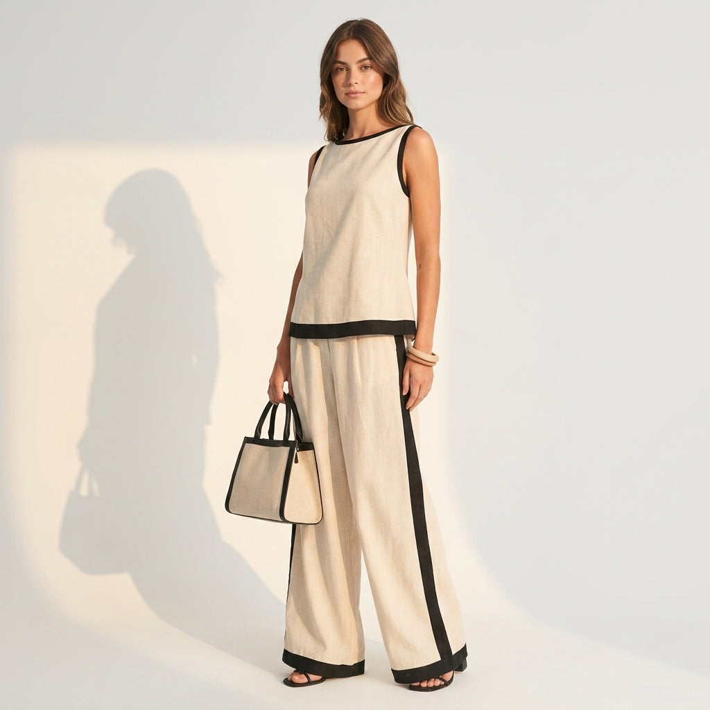 Two-piece linen set — Full Silhouette Studio Shot | Generated by Modelize