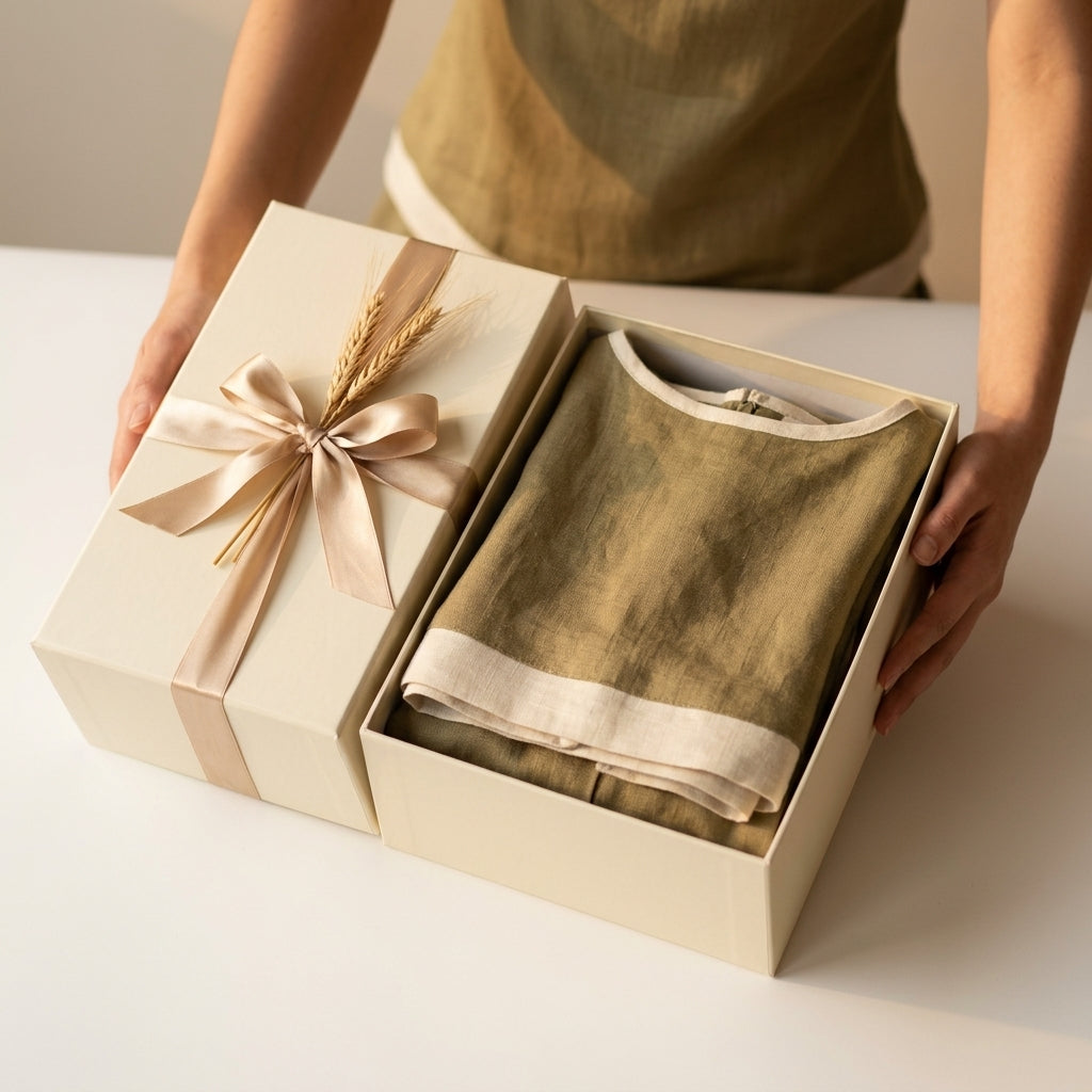 Two-piece linen set — Boutique Packaging | Generated by Modelize