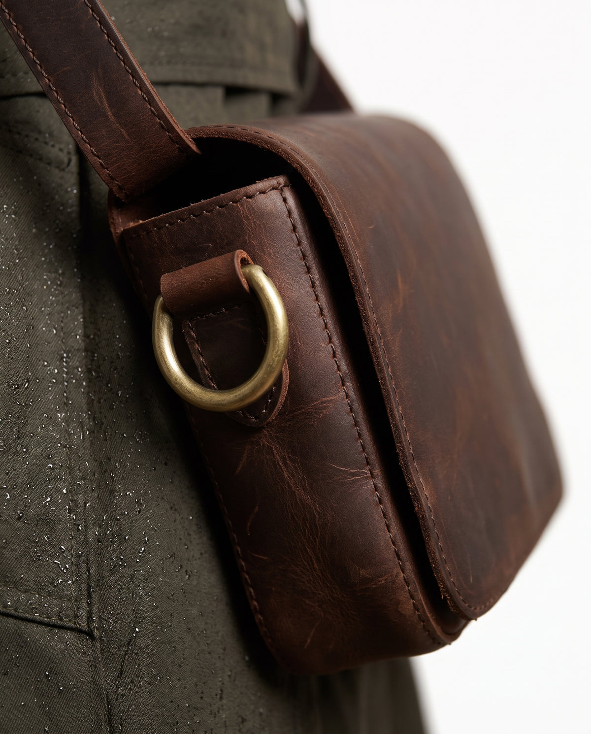 Crossbody Bag — Leather Grain & Brass Detail | Generated by Modelize