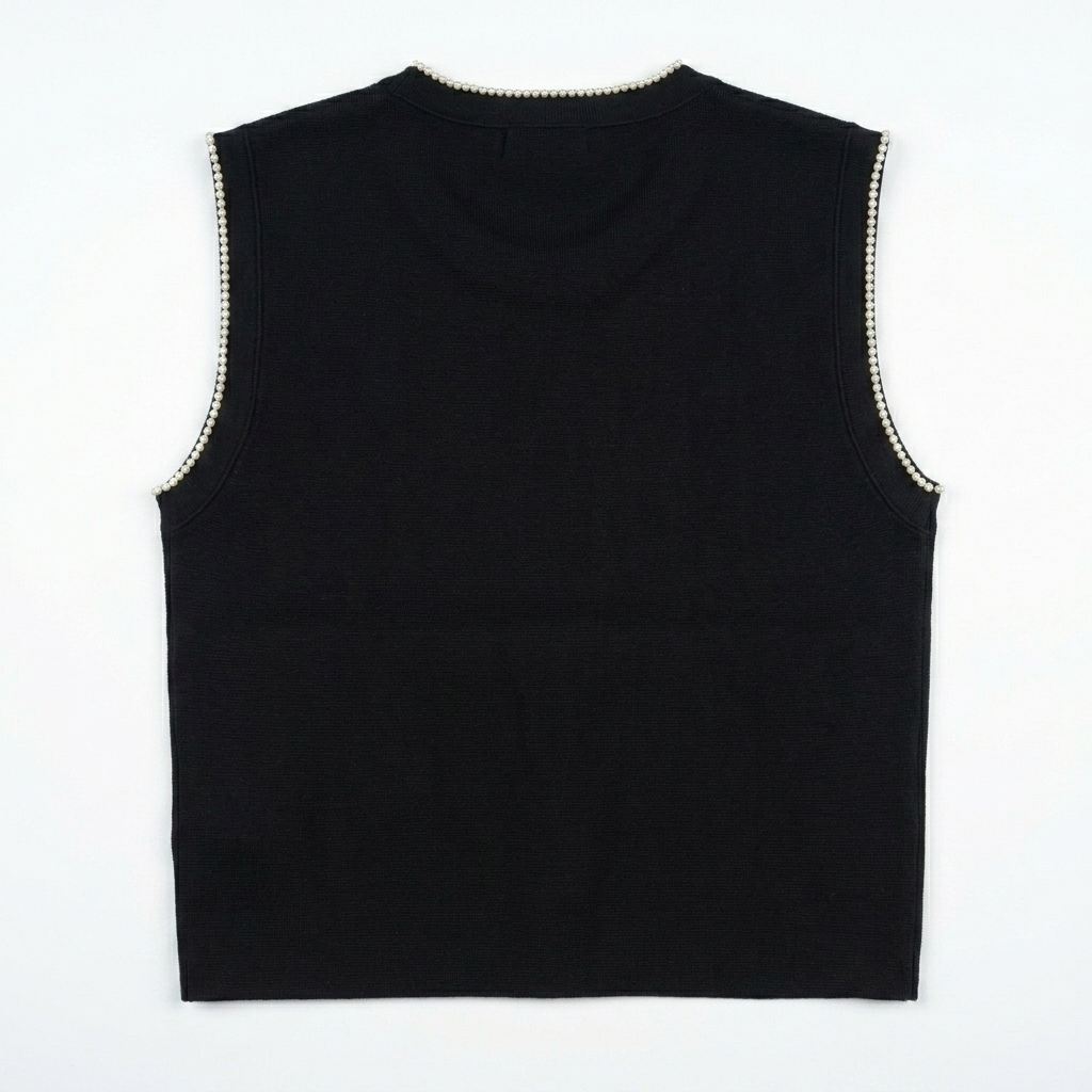 Pearl Trim Knit Sweater Top
