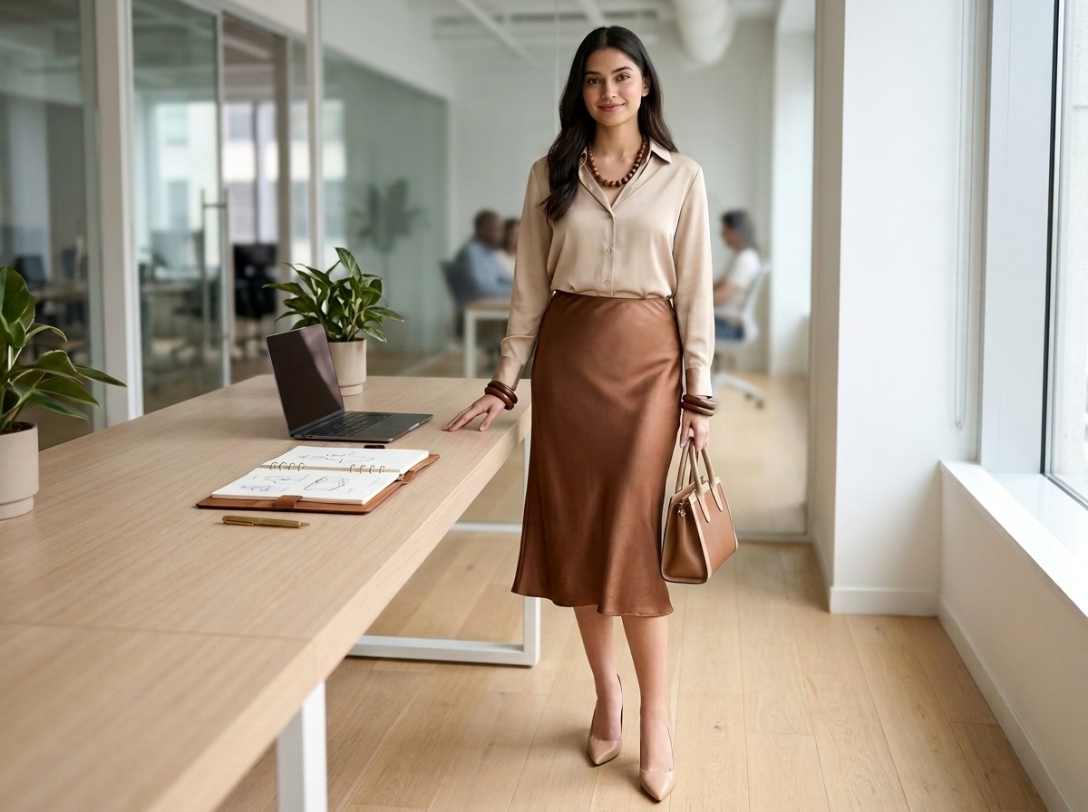 Satin Midi Skirt