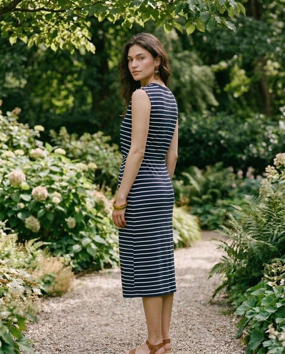 Striped Tie-Front Midi Dress
