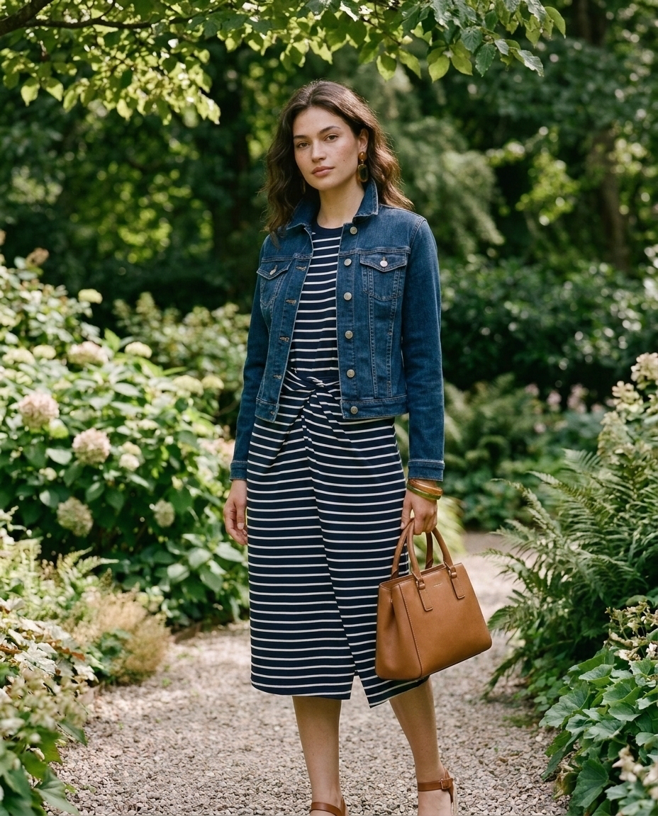 Striped Tie-Front Midi Dress