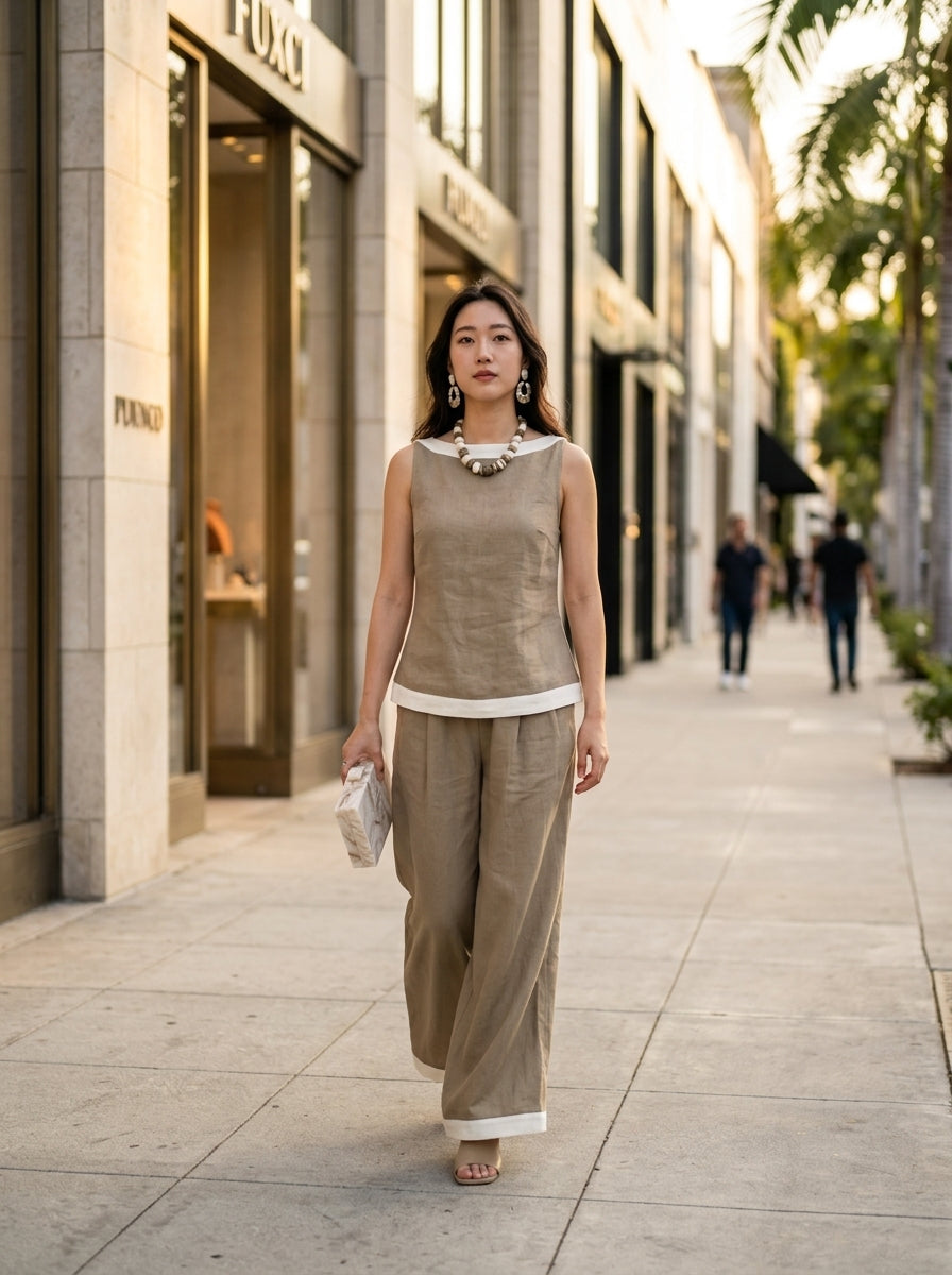 The Monaco Contrast Linen set